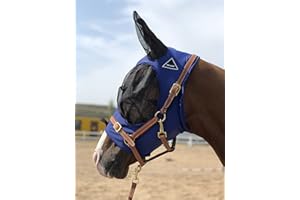 TGW Riding Super Fit Pferdefliegenmaske Pferde Fliegenmaske Horse Fly Mask (M, Navy Blue)