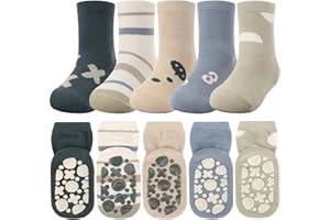 DRESHOW Bebés Calcetines Antideslizantes Calcetines de Tripulación de Tobillo con Agarres Calcetines de Algodón de Dibujos Animados para Bebé Niñas Niños