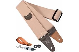 Nefelibata Guitar Strap with Pick Pocket, Full Grain Leather Ends Guitar Straps for Bass, Electric & Acoustic Guitar