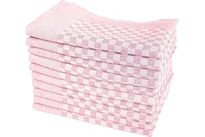 Zestri Profi Premium Zwirn Grubentücher 50x70 cm | 10er-Set Küchenhandtücher | Rose Kariert | 100% Baumwolle 200 g/m² | Oeko-TEX 100 | Saugstark & Modern