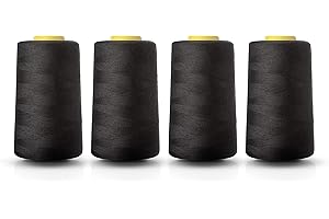 Realm Overlocking Sewing Machine Polyester Thread x Four 5000 Yards Cones White Black Natural Navy Red (Black)
