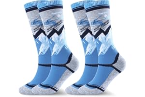 West Biking Skisocken Kinder - 2 Paar Dicke Thermosocken Kinder, Merinowolle Warme Socken Kinder für Kaltes Wetter Skifahren und Wandern, Winter Funktionssocken Kinder für 6-15 Jahre