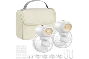 Nuliie Tire Lait Electrique Main Libre avec Sac de Rangement Portable, 4 Modes et 12 Niveaux, Tire Lait Electrique Allaitement avec Bride de 14/17/20/24/27 mm (2 Paquets, Blanc)