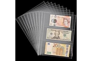 UNCLE PAUL 30 Tasche Fogli per Banconote d'Archivio – 10 Fogli Protettori Ad Acido Libero per Biglietti, Francobolli, Buoni IN02010