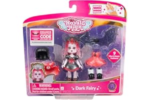 Royale High 3 Inch Dark Fairy Fashion Doll - 1 Figure with 9 Fashion Accessories - Virtual Item Code Included - Series 1 - Ages 5+