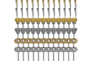 EEEKit 72PCS Wire Wheel Brush Set,Brass Coated Stainless Steel Wire Wheel,Pen Polish Cleaning Brush Kit for Removal Rust Corrosion Paint Polishing Compatible with 1/8inch(3mm) Shank Dremel Rotary Tool