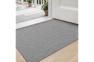DEXI Felpudo Entrada Casa 60 x 90 cm, Felpudos Antideslizantes, Fácil de Limpiar, Alfombra Absorbente para Puerta Interior, Pasillo, Cocina, Gris Claro