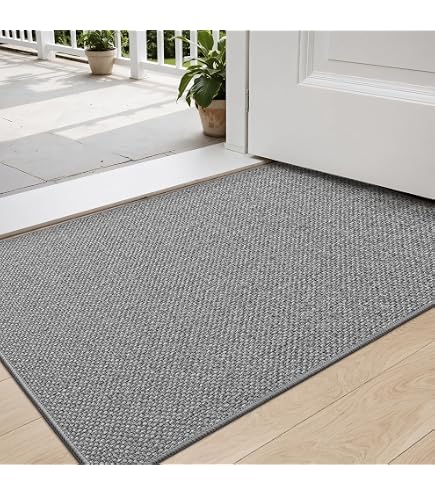Paillasson Autocollant Super Fin 2 Mm - Antidérapant, Lavable, Gris, 48 X 70 Cm, Pour Intérieur
