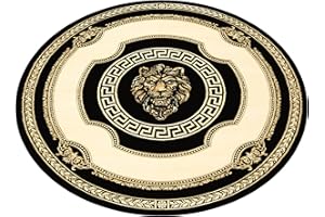 Belle Arti Dywan premium Meander z głową lwa, ze 100% wiskozy, wzór Meander, dywan w różnych rozmiarach 651 (150 cm, okrągły)