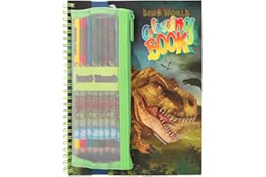 Depesche 12746 Dino World - Libro da colorare con 30 pagine per colorare motivi di dinosauri, incluse 8 matite colorate in astuccio