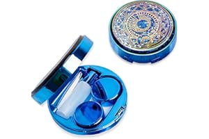 Venus® Kontaktlinsenbehälter Galaxie Funkeln - Contact Lenses Case mit Kontaktlinsen Zubehör - Spiegel, Flasche, Pinzette & Einsetzhilfe - Linsenbehälter Weiche Linsen & Harte Linsen - Magic Blau