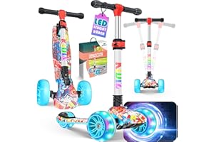 KIDIZ® Scooter Scooter per bambini X-Pro2 Triciclo Scooter con ruote luminose a LED in PU Scooter a pedali pieghevole Scooter da città regolabile in altezza Scooter per bambini ragazze 3-12 anni
