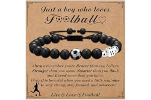 Casxyue Football Gifts For Boys Football Initial Bracelet for Teenage Boys Football Lovers Gifts Boys Jewellery Birthday Christmas Gifts For Boys