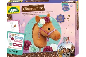 Lena Glitterhölster Hobby Horsing – kreativ käpphäst pysselset med pärlor, hängen och konstgjorda blommor, komplett set inklusive instruktioner, för barn från 6 år
