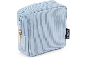 MAGEFY Small Makeup Bag Corduroy Make up Bag with Compartments Travel Cosmetics Bag for Women Girls Makeup Pouch
