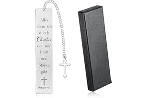 Tenare Christian Lesezeichen mit Bibelvers und Kreuz Anhänger Inspirierendes Lesezeichen mit Geschenkbox Christliches Geschenk für Kommunion Konfirmation Motivation Geschenk für Frauen Männer
