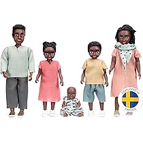 LUNDBY Dolls People – Doll Set – Jamie Family Of 2 Adults 3 Children For Dollhouse Dollhouse Furniture Small Plastic Mini Ethnic Dolls For Kids Ages 3 118 - View #6