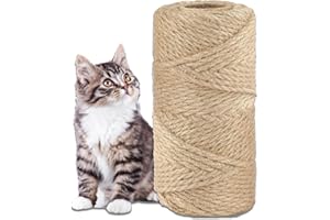 GIAPINST Corda Tiragraffi per Gatti, Corda di Canapa, Corda di sisal Naturale per Riparazione e Sostituzione di Gatto Scratching Pilastro, Gatto Graffiare Pad, Decorazione, Giardinaggio (6mm, 40m)