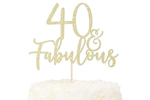 LOVENJOY Decoration Gateau Anniversaire 40 Ans Paillettes Dorées 40& Fabulous Cake Topper Happy 40th Birthday Deco Gateau Pour Décoration 40e Fête D'anniversaire