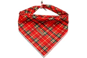 Lionheart glory Hundehalstuch 1 Päckchen waschbar weiche Baumwolle Weihnachten Lätzchen Schal, einstellbar Kerchief Quadratische Hund Halstücher für Groß Hunde Kariert Halstücher