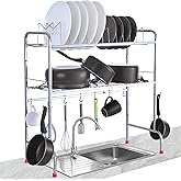 LiMETRO STEEL Stainless Steel Kitchen Storage Rack | Multipurpose Dish Drying & Over Sink Organizer Rack for Plates, Bowls & 