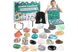 AINVLIYA Calendrier de l'Avent 2024 Enfants Pierre Precieuse 24 Jours Noël Calendrier l'Avent- Cristaux Minéraux Calendrier de l 'avent Minéraux Calendrier Bijoux Cristaux Cadeau de Noël pour Garçons et Filles