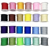 Yayatty 24 Rolls Chinese Knot Cord 428 Metre 0.8mm Nylon Silk Cord Satin Satin Rope Cord for Making Bracelets and Necklaces