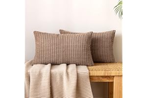 EMEMA Kordsamt Kissenbezug Granulat Dekorative Sofakissen Dekokissen Kissenbezüge Couchkissen Kissenhülle Weich Kissen Bezug Zierkissen für Sofa Couch Wohnzimmer 2er Set 40x60 cm Dunkelbraun