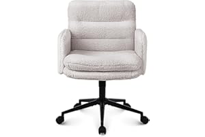 Youhauchair Schreibtischstuhl, Schminktisch Stuhl aus Kunstpelz, Bequemer Drehstuhl Schreibtisch Stuhl, Bürostuhl Ergonomisch mit Verstellbarer Höhe, Creme