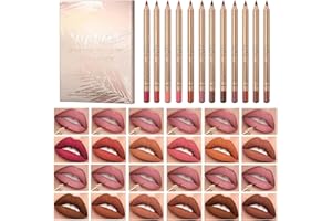 OLYMGROW 12 PCS Lip Liner Gloss Set, Lipstick Pencil Lip Liners Stain, Smooth Lips Stain for Women. Perfect for Everyday Wear