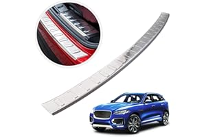 CHROMEMASTER | Load Sill Guard; Rear Bumper Protector | Compatible with Jaguar F-Pace 2016- | Brushed stainless steel, matt silver | Protective Strip Secures the Rear Bumper from Scratches and Damages