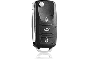 FINTERRY Remote Control 3 Buttons Pilot Car Key Case Shell Fob Cover Flip Folding Replacement Compatible with Volkswagen Golf Beetle Jetta Polo Scirocco Sharan Tiguan Touran Transporter Caddy