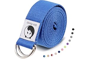 Slim Panda Cinturón de Yoga de Algodón, Práctica Correa Con Bucles Metálicos para Yoga, Estiramiento, Fitness, Pilates y Gimnasia (180 / 250cm)