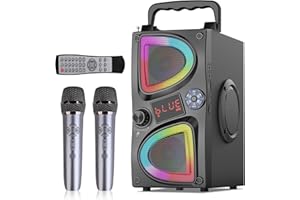 Altavoz Bluetooth Portátil con Subwoofer, 60W Pico, Potente Boombox Grande, Sonido Estéreo Inalámbrico, EQ, Control Remoto, Luces LED, Ideal para Fiestas, Exteriores, Regalos de Cumpleaños Vacaciones