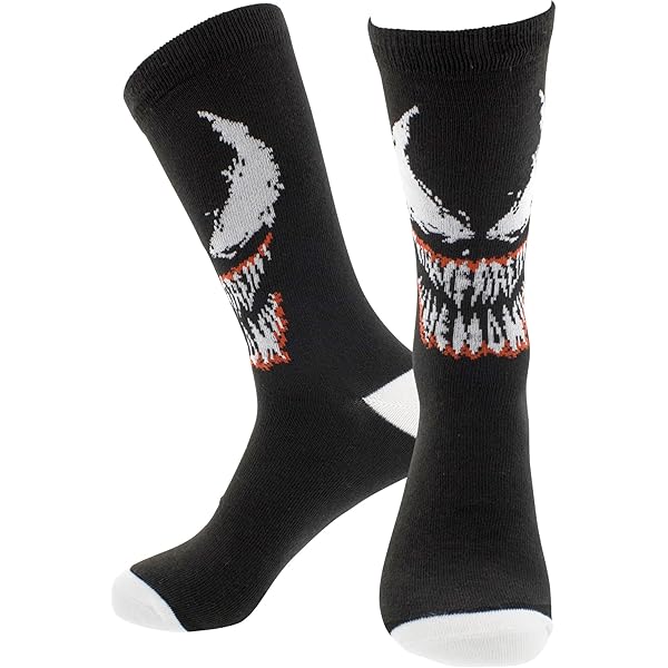 Calzini Unisex Venom Per Adulti - Modello A Tubo | Calze Ufficiali Con Licenza, Fan Comics | Taglia Unica 6-12, Cotone Misto, Punta Rinforzata | Regalo Per Fumettisti
