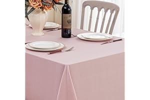 Softalker Mantel Mesa Antimanchas Rosa 240 x 140 cm,Impermeable,Estructura de Lino,Rectangular,manteles Decorativo para Exterior,jardín,cumpleaños,Año Nuevo,Fiesta de Chicas,Primavera