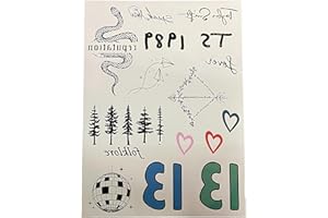 COSTUMETEERS Deluxe Taylor Fancy Dress Swifties Tattoos Set of 11 Temporary Swift Reputation Folklore 1989 13