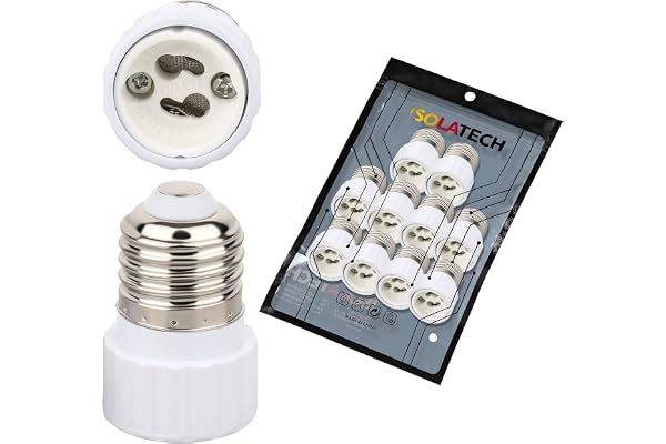 ISOLATECH 10x E27 adapter för GU10 lampsockel keramisk värmebeständig | Max. 250V/2A, LED omvandlare, för energisparlampor och glödlampor, för badrum, takinstallation och kök