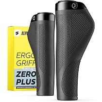 Alphatrail ZeroPlus Fahrradgriffe ergonomisch mit Flügelgriff & Handballenauflage, Lock-On Lenkergriffe 22,2 mm, 1 Paar, Ergo-Griffe für Fahrrad, E-Bike, Trekking & City Sport & Freizeit