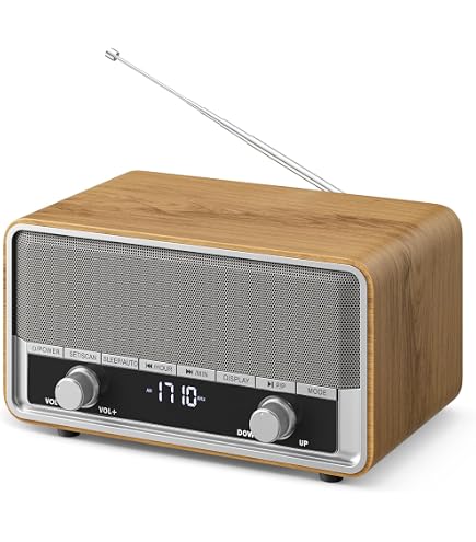 ALANO Radio DAB+/FM/Bluetooth/AUX – Portatile Con Schermo TFT 2.4″, Sveglia Dual Timer, Design Retrò In Legno