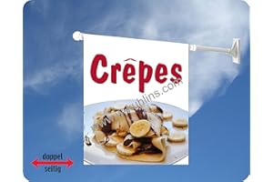 AGENTUR WERNER KUHLINS Werbeflagge, Werbefahne - Crepes, Zuckerwatte, gebrannte Mandeln - Ideal für Jahrmarkt, Kirmes, Stadtfest oder Buden, versch. Varianten, weiß (Crepes mit Banane)