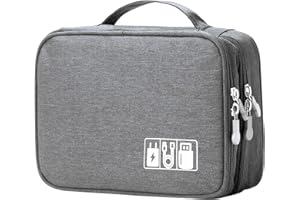 RAPECOTT Elektronische Tasche, Kabel organizer tasche, Elektronik organizer, kabel tasche, kabel reise organizer, sd usb tasche, universal travel Kabel elektronik Zubehör,Organizer Case für Handy (3layer,grau)