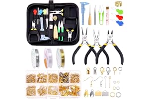 GLARKS 950 Pcs Jewelry Making Supplies Kit with Tools, Pliers, Wires, Findings, Measuring Tools for DIY Earring, Necklace Craft, Repair