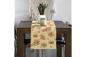 STARUBY Linen Table Runner, 40 X 140 cm Long, Rustic Table Runners for Farmhouse Decor, Home Party Kitchen Dining Coffee Table Decoration Red