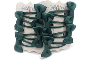 LA PETITE PRINCESSE Set 8 Pcs HAIR BOWS HAIR CLIPS GIRLS CLIPS SCHOOL RIBBON SLIDES Hair ACCESSORY (Bottle Green)