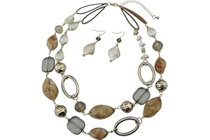 Bocar, parure con collana choker vistosa a 2 fili e orecchini, idea regalo per lei