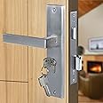 Blue Space Premium 8" Cylindrical Plate Mortise Door Lock Handle Set/Mortise Lock with Brass Lock Body and One Side Key 60mm Brass Cylinder Set with 3 Brass Computer Keys (LB301, Matt Satin)