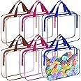 6 Pack Extra Large Toy Storage Bag PVC Organizing Bags with Zippered, Clear PVC Board Game Storage，Toy Storage Organizer，Waterproof Toy Bags for Board Games Clay, Building Blocks, Toys, Book (Colored)