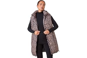 Roman Originals Quilted Gilet with Hood For Women UK Ladies Sleeveless Coat Hooded Jacket Padded Bodywarmer Winter Lightweight Warm Autumn Funnel Neck Longline Soft Bubbly