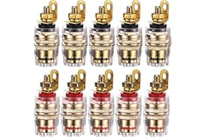 RUNCCI-YUN 10 Pezzi Presa a Banana Jack 4 mm, Connettori a Banana Femmina, Connettore a Spina Banana, 4mm Connettore Banana Jack Terminale del Binding, Connettore Postale, Montaggio a Pannello